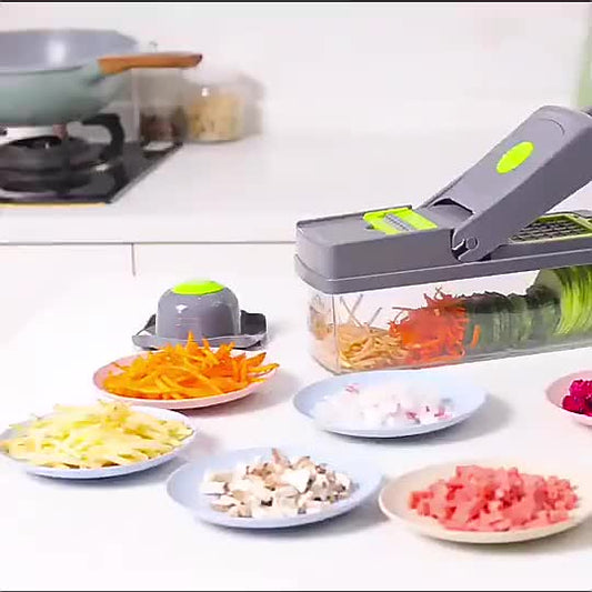 16-in-1 Vegetable Chopper & Slicer – Multi Blade Kitchen Cutter with Storage Box