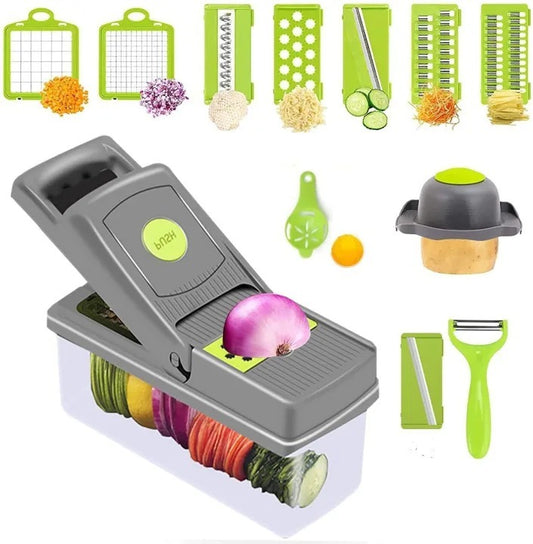 16-in-1 Vegetable Chopper & Slicer – Multi Blade Kitchen Cutter with Storage Box