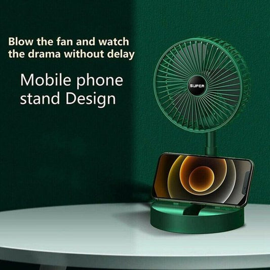 Rechargeable Telescopic Folding Fan – Portable USB Table & Floor Fan | 3 Speed Adjustable Height Desk Fan (Random Color)